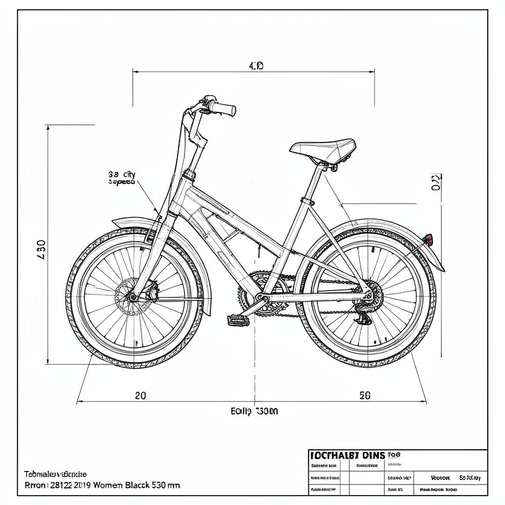 Classic city bicycle with upright geometry, dark frame and comfortable saddle, clean urban backdrop