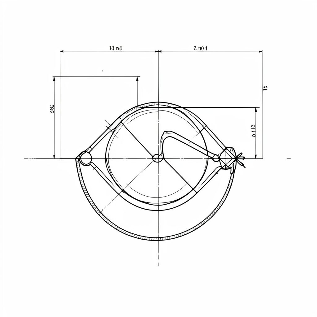Small icon-style blueprint sketch of a bicycle wheel and gear cluster in thin white and yellow lines on a black square background